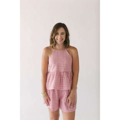 8.28 Boutique:Joy*Joy,Joy*Joy Pink Jacquard Halter Tie Back Top,Top