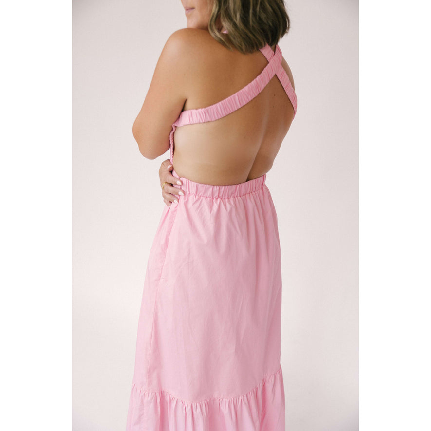 english factory pink dress Aria Maxi textured ruffles English Factory Long-Sleeve Polo Mini