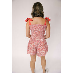 8.28 Boutique:Joy*Joy,Joy*Joy Red Flowers Smocked Tie Top,Shirts & Tops