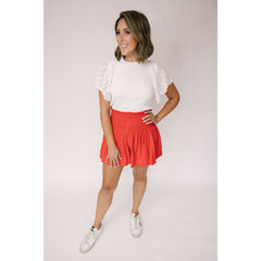 8.28 Boutique:Joy*Joy,Joy*Joy Olivia Smocked Waist Shorts in Red,Bottoms