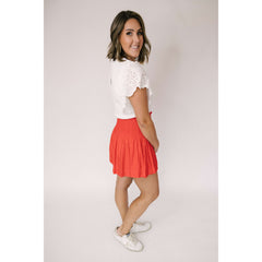 8.28 Boutique:Joy*Joy,Joy*Joy Olivia Smocked Waist Shorts in Red,Bottoms