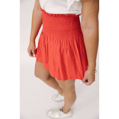 8.28 Boutique:Joy*Joy,Joy*Joy Olivia Smocked Waist Shorts in Red,Bottoms