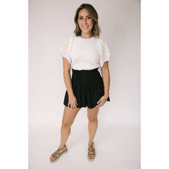 8.28 Boutique:Joy*Joy,Joy*Joy Olivia Smocked Waist Shorts in Black,Shorts