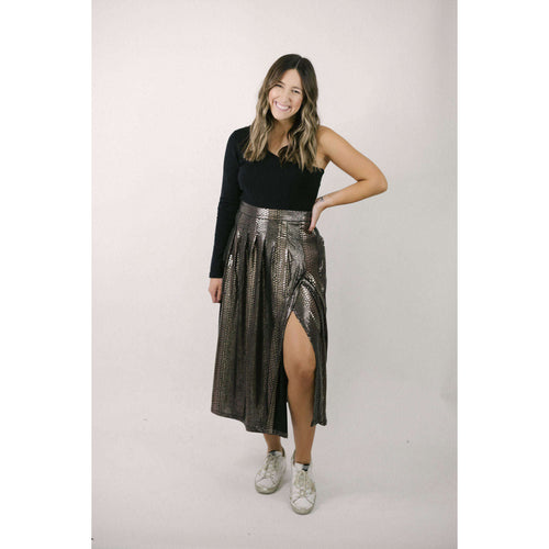 8.28 Boutique:Molly Bracken,Molly Bracken Midi Skirt in Black and Gold,skirt