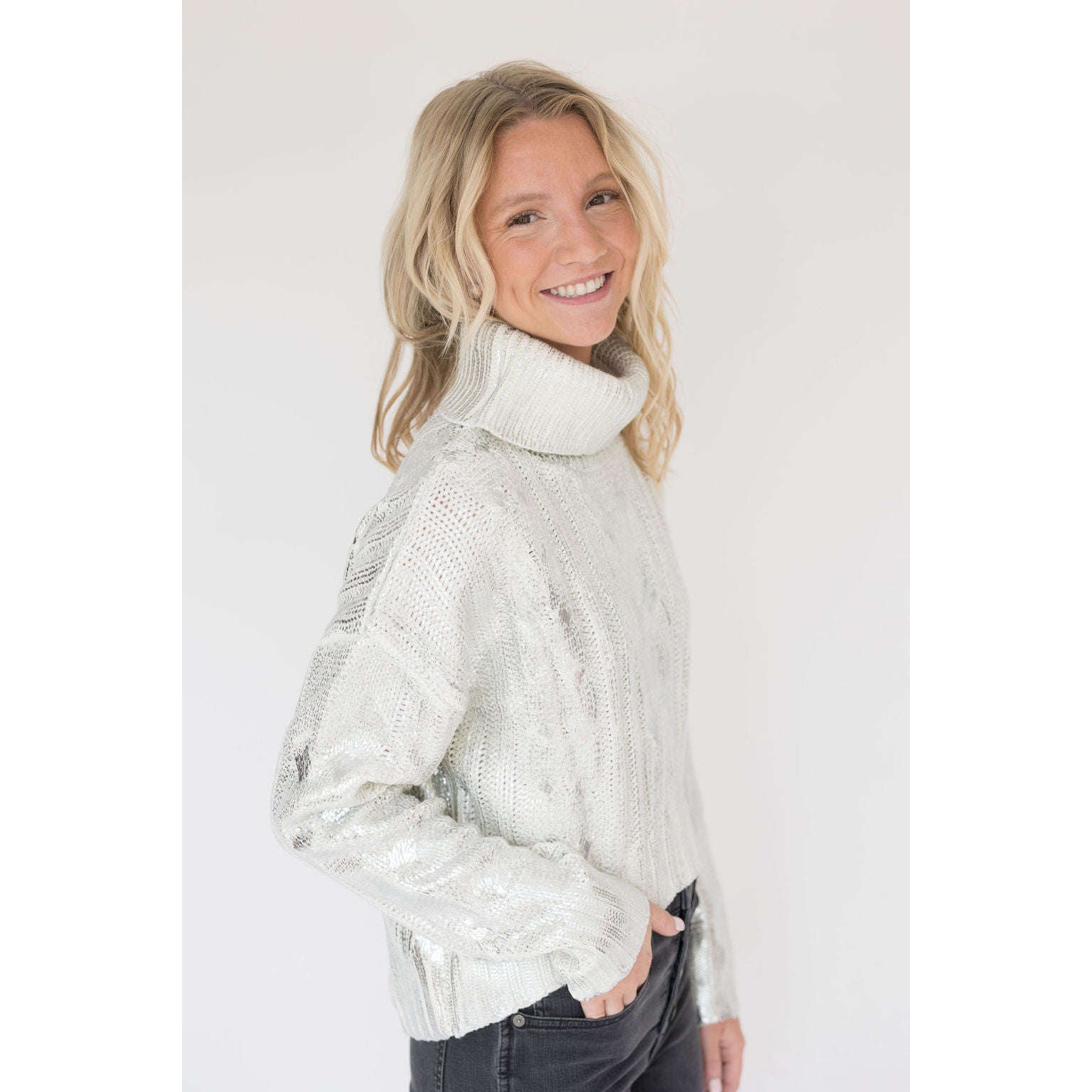 8.28 Boutique:ALLISON New York,Allison Metallic Pullover Sweater,Sweaters