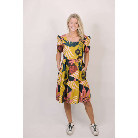Karlie Clothes Leopard Tapestry V-Neck Dress