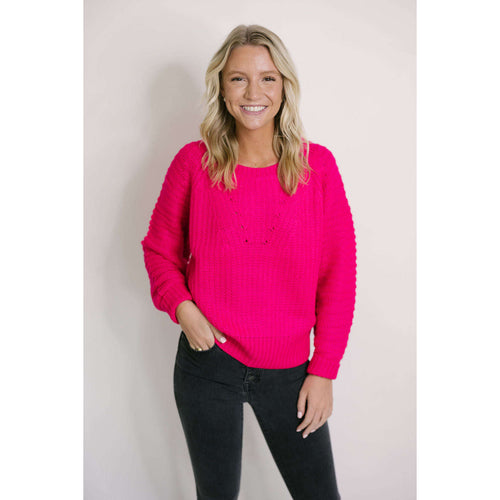 8.28 Boutique:8.28 Boutique,The Eloise Hot Pink Sweater,Sweaters