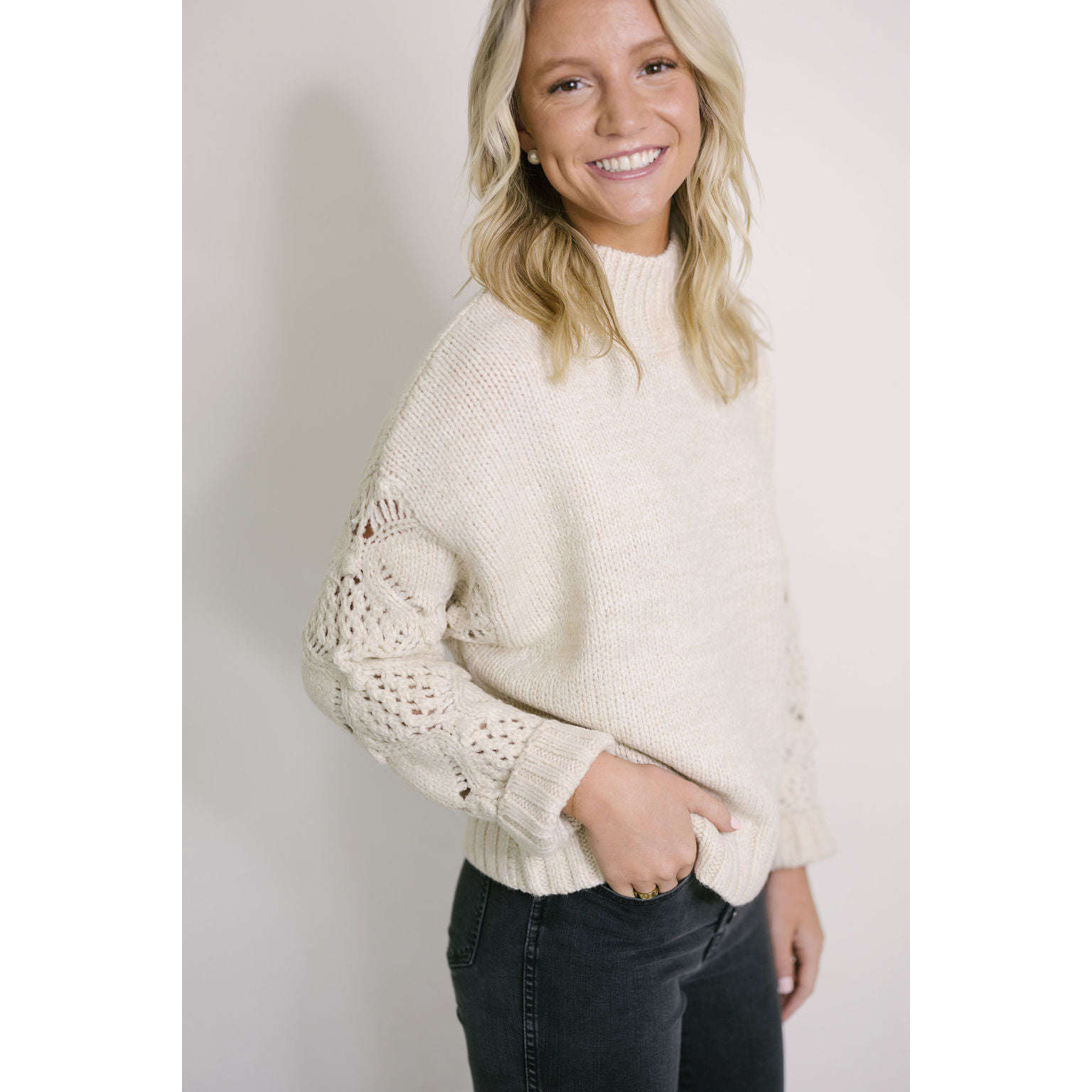 8.28 Boutique:8.28 Boutique,The Heather Mock Neck Sweater,Sweaters
