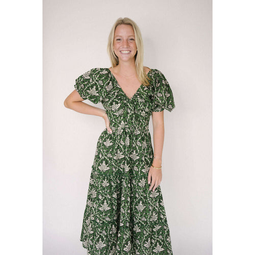 8.28 Boutique:Anna Cate Collection,Anna Cate Collection Arie Emerald Floral Midi Dress,Dresses