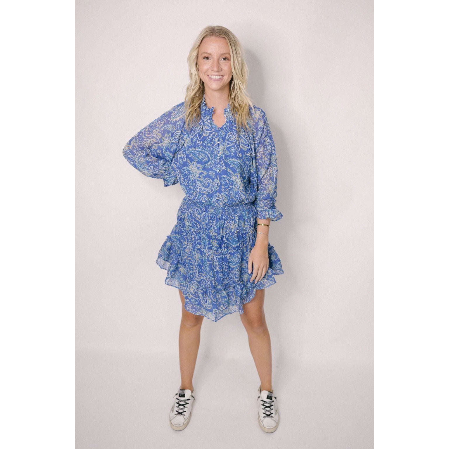 Karlie Clothes Paisley Smock Waist Dress, S / Blue Karlie Clothes Paisley Smock Waist Dress, S / Blue