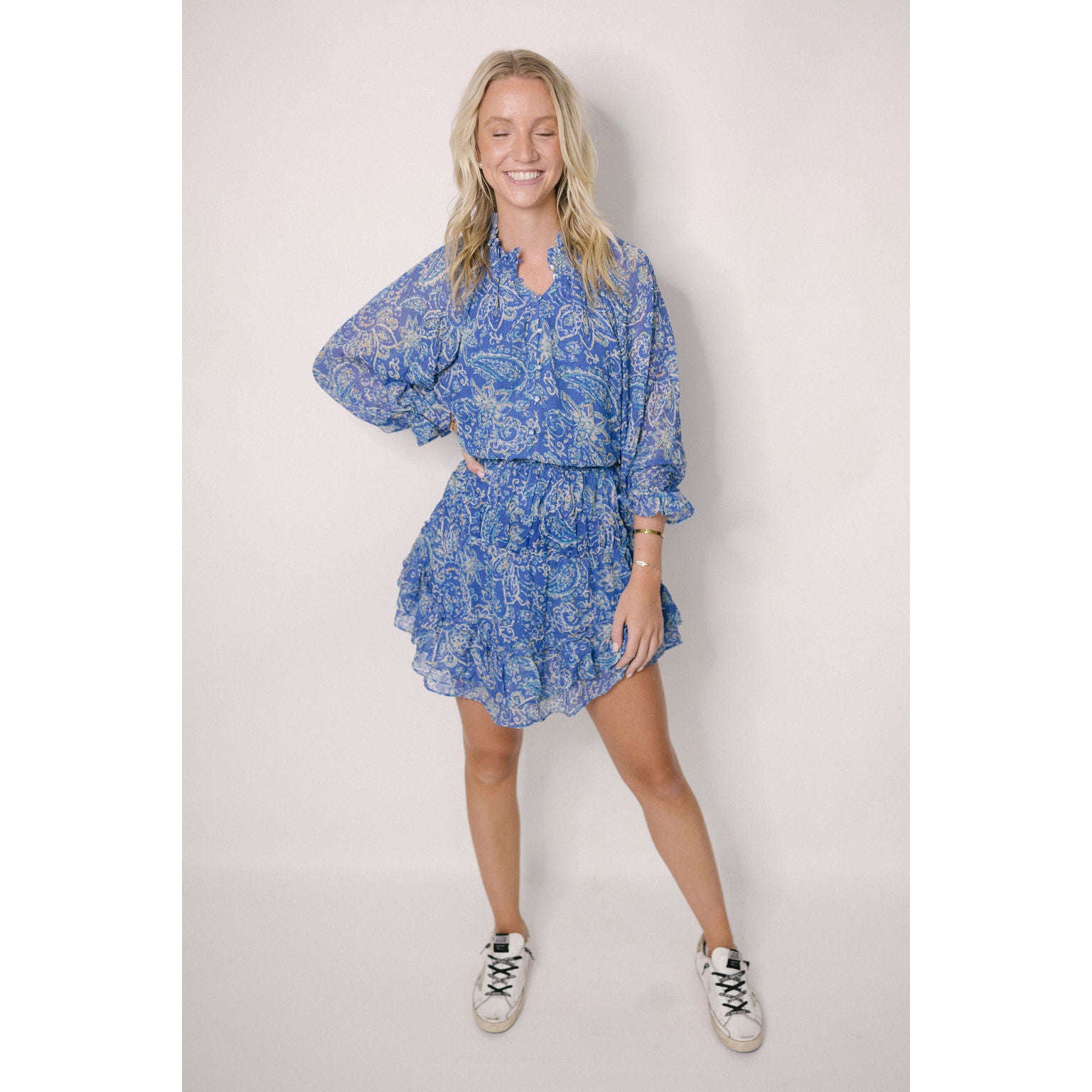 Karlie Clothes Paisley Smock Waist Dress, S / Blue Karlie Clothes Paisley Smock Waist Dress, S / Blue