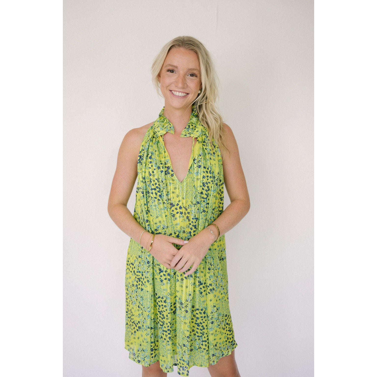 CIEBON Frill Neck Swing Halter Dress, S / Yellow CIEBON Frill Neck Swing Halter Dress, S / Yellow