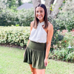 8.28 Boutique:Joy*Joy,Joy*Joy Olivia Smocked Waist Shots in Olive,Clothing