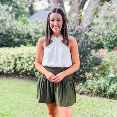 8.28 Boutique:Joy*Joy,Joy*Joy Olivia Smocked Waist Shots in Olive,Clothing