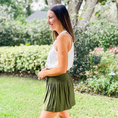 8.28 Boutique:Joy*Joy,Joy*Joy Olivia Smocked Waist Shots in Olive,Clothing