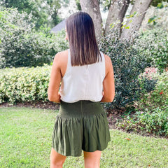 8.28 Boutique:Joy*Joy,Joy*Joy Olivia Smocked Waist Shots in Olive,Clothing