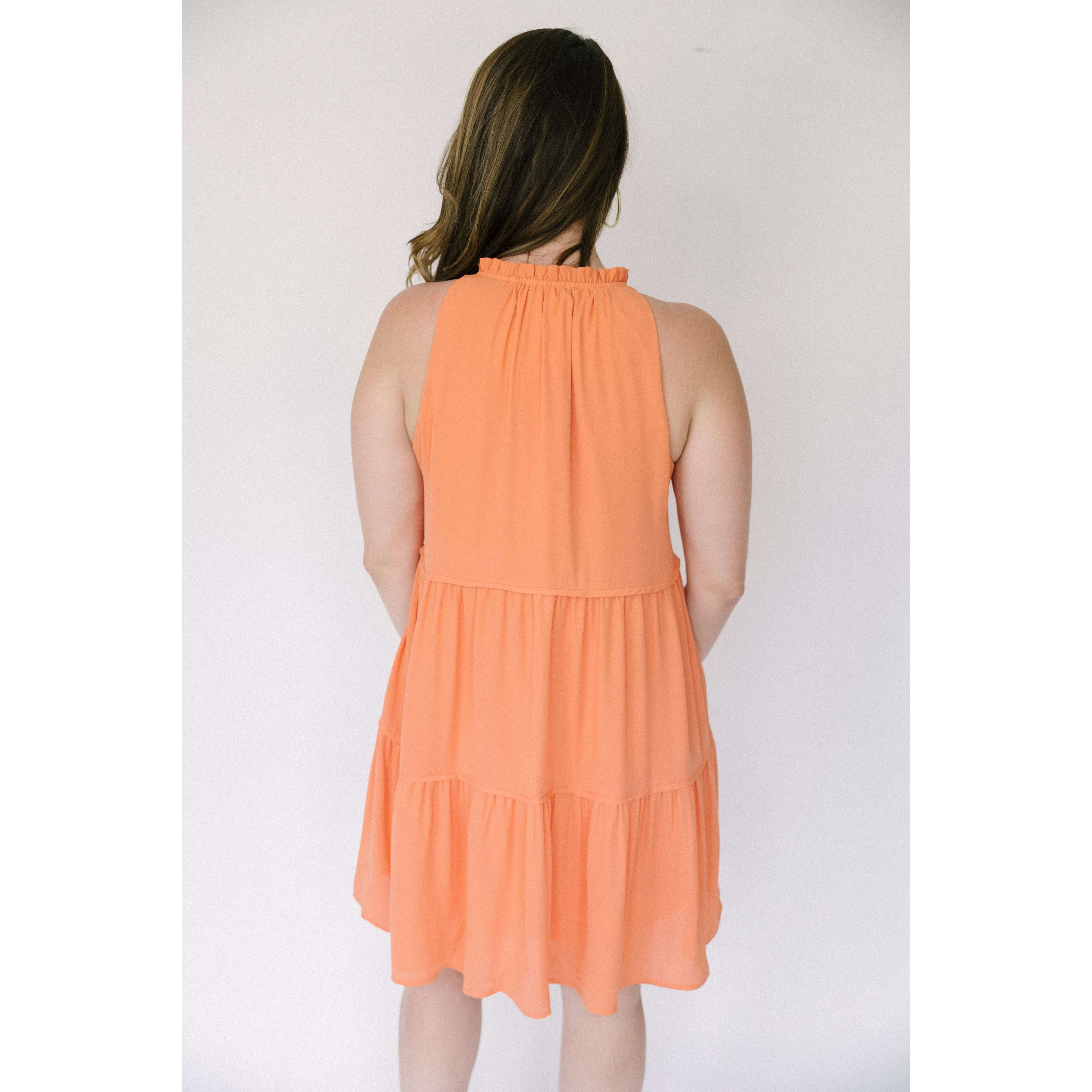 8.28 Boutique:Joy*Joy,Joy*Joy Tiered Halter Dress in Orange,Dresses