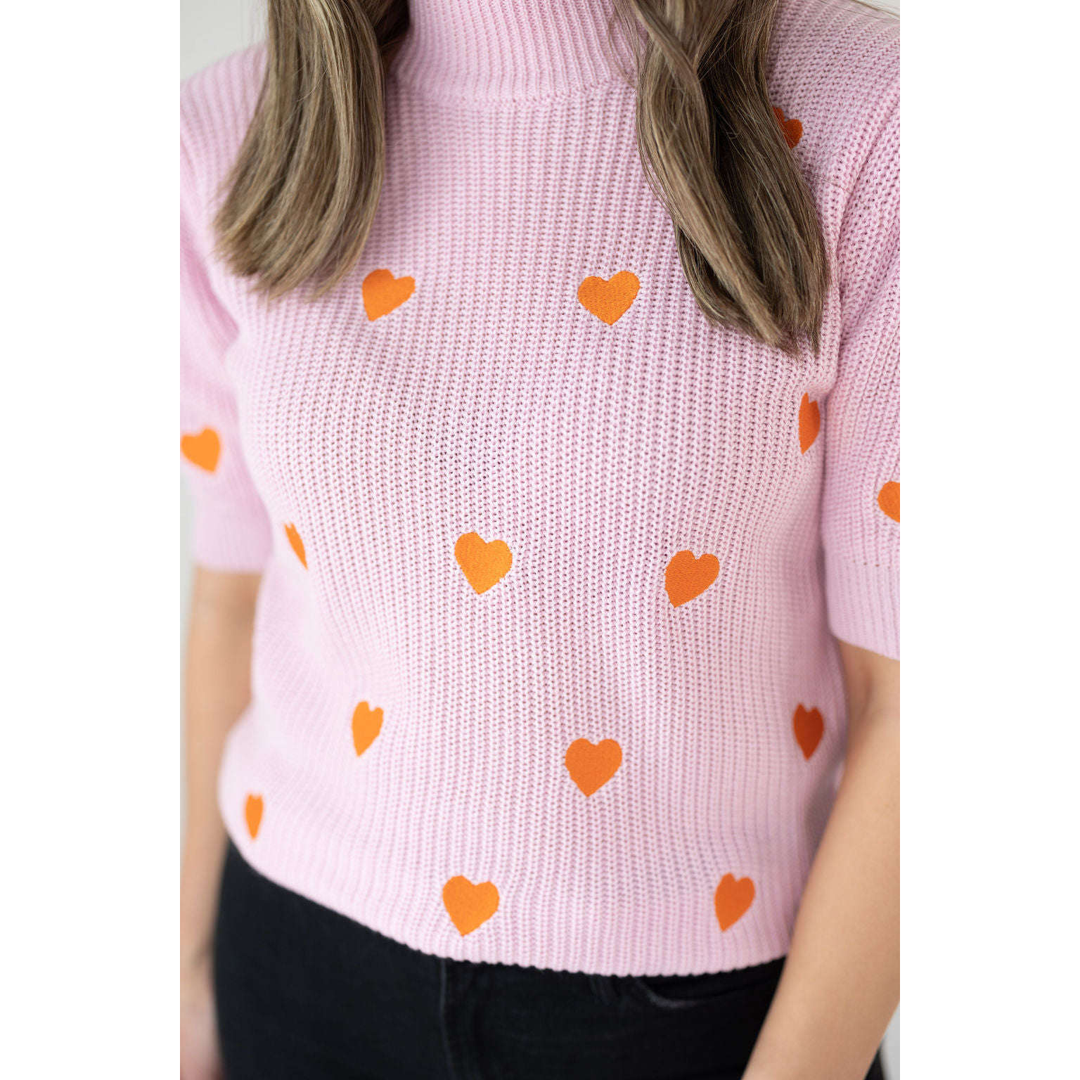 8.28 Boutique:Karlie Clothes,Karlie Clothes Novelty Heart Puff Sleeve Sweater,Sweaters