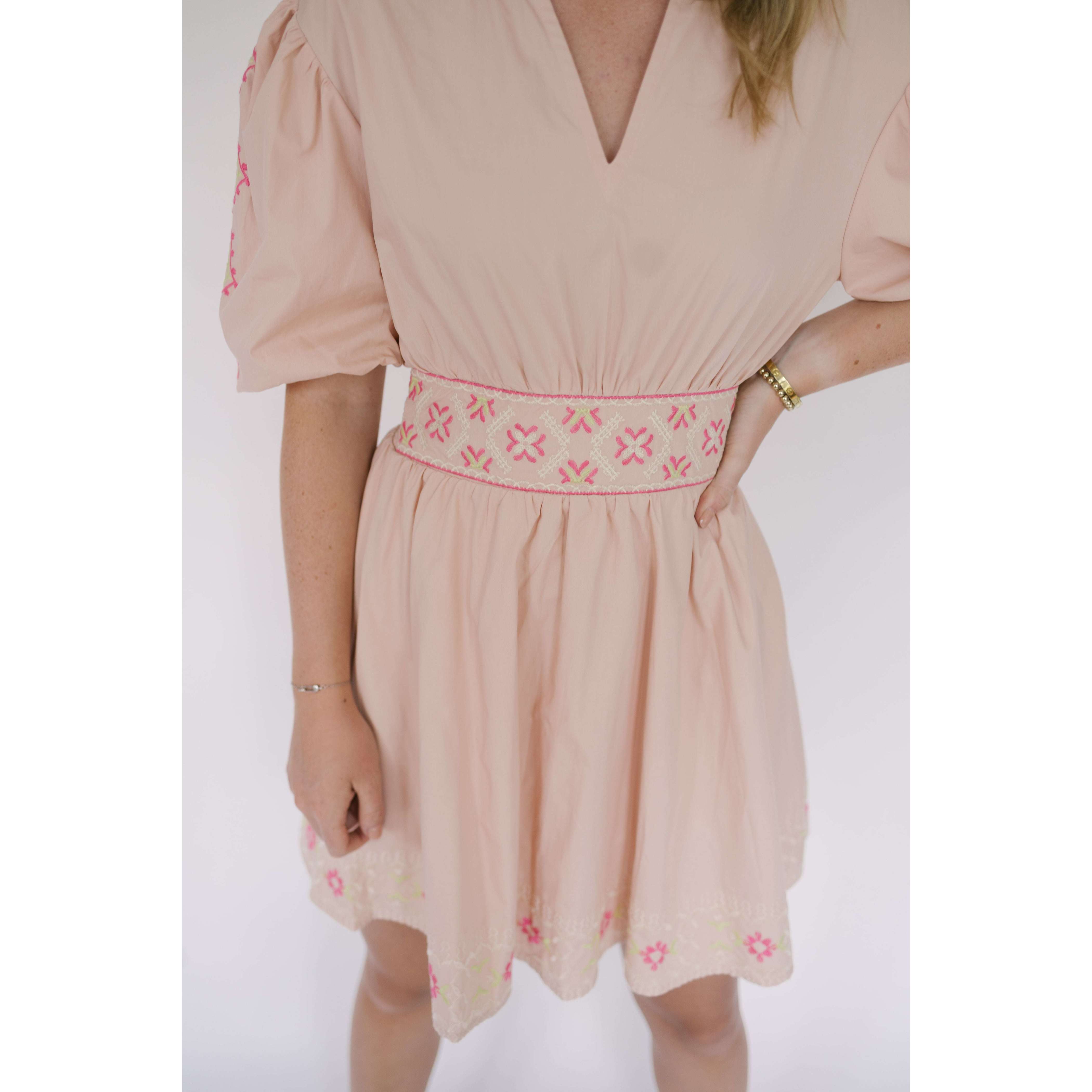 8.28 Boutique:Karlie Clothes,Karlie Clothes Poplin Embroidery Puff Sleeve Dress,Dresses
