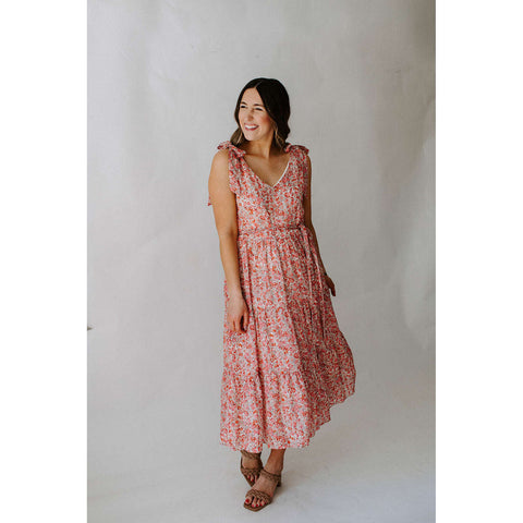 Free People Sundrenched Floral Tiered Maxi Dress in Sky Combo