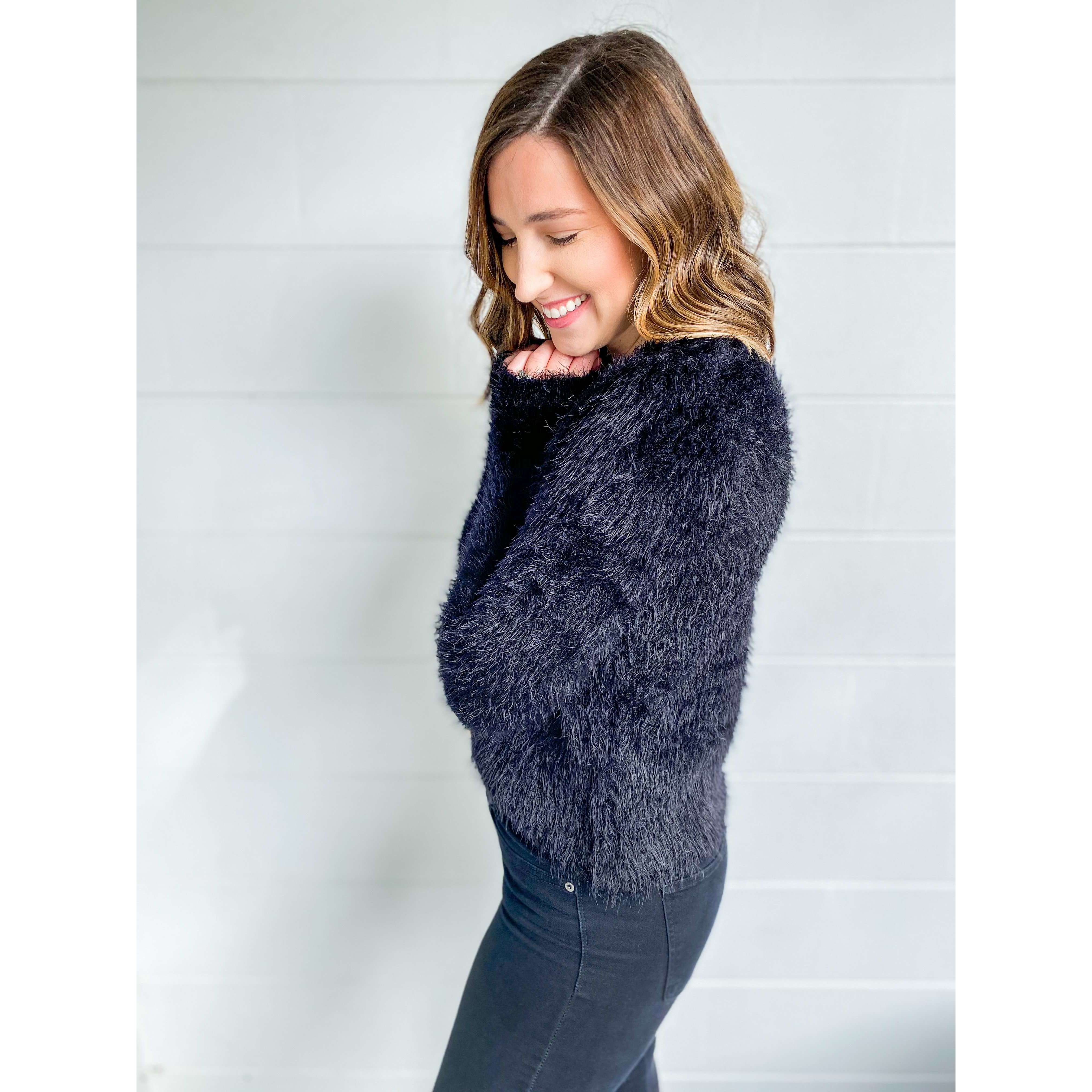 8.28 Boutique:Sadie & Sage,Sadie & Sage Kari Furry Sweater in Black,Sweaters