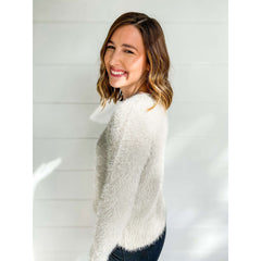 8.28 Boutique:Sadie & Sage,Sadie & Sage Kari Furry Sweater in Silver,Sweaters