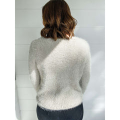 8.28 Boutique:Sadie & Sage,Sadie & Sage Kari Furry Sweater in Silver,Sweaters