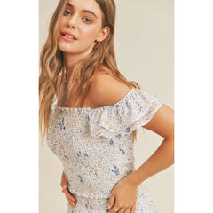 8.28 Boutique:Sadie & Sage,Sadie & Sage Serenity Smocked Crop Top,Shirts & Tops