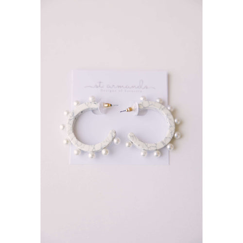 8.28 Boutique:St. Armands Designs,St. Armands Designs Gray Marble Pearl Hoops,Earrings