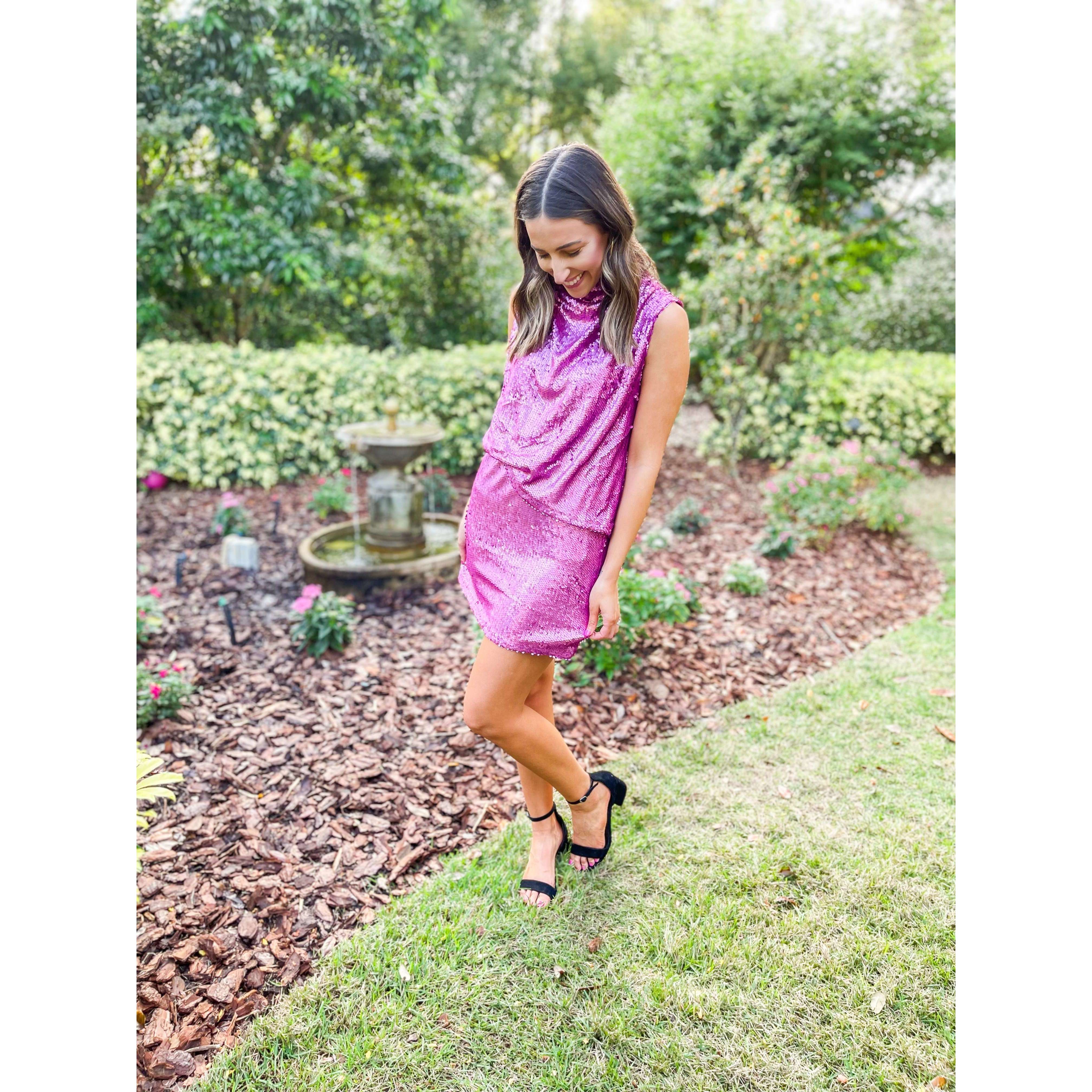 The Showstopper Sequins Dress, L / Pink