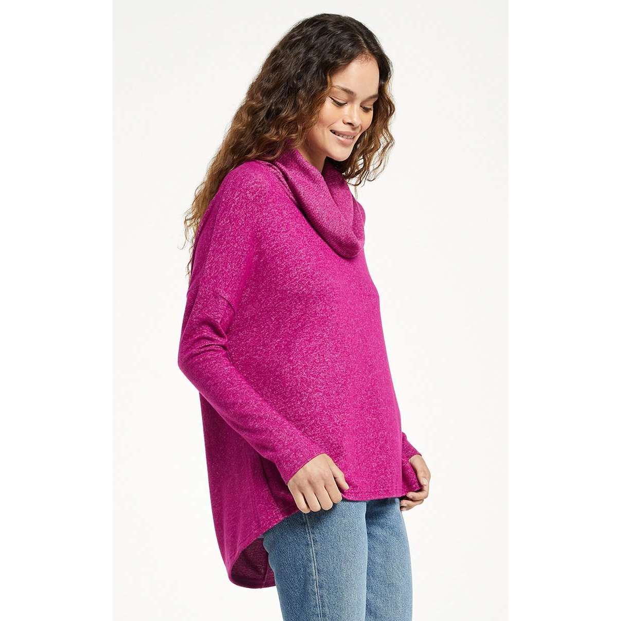 8.28 Boutique:Z-Supply,Z-Supply Melysa Cowl Neck Top in Jewel Pink,Shirts & Tops